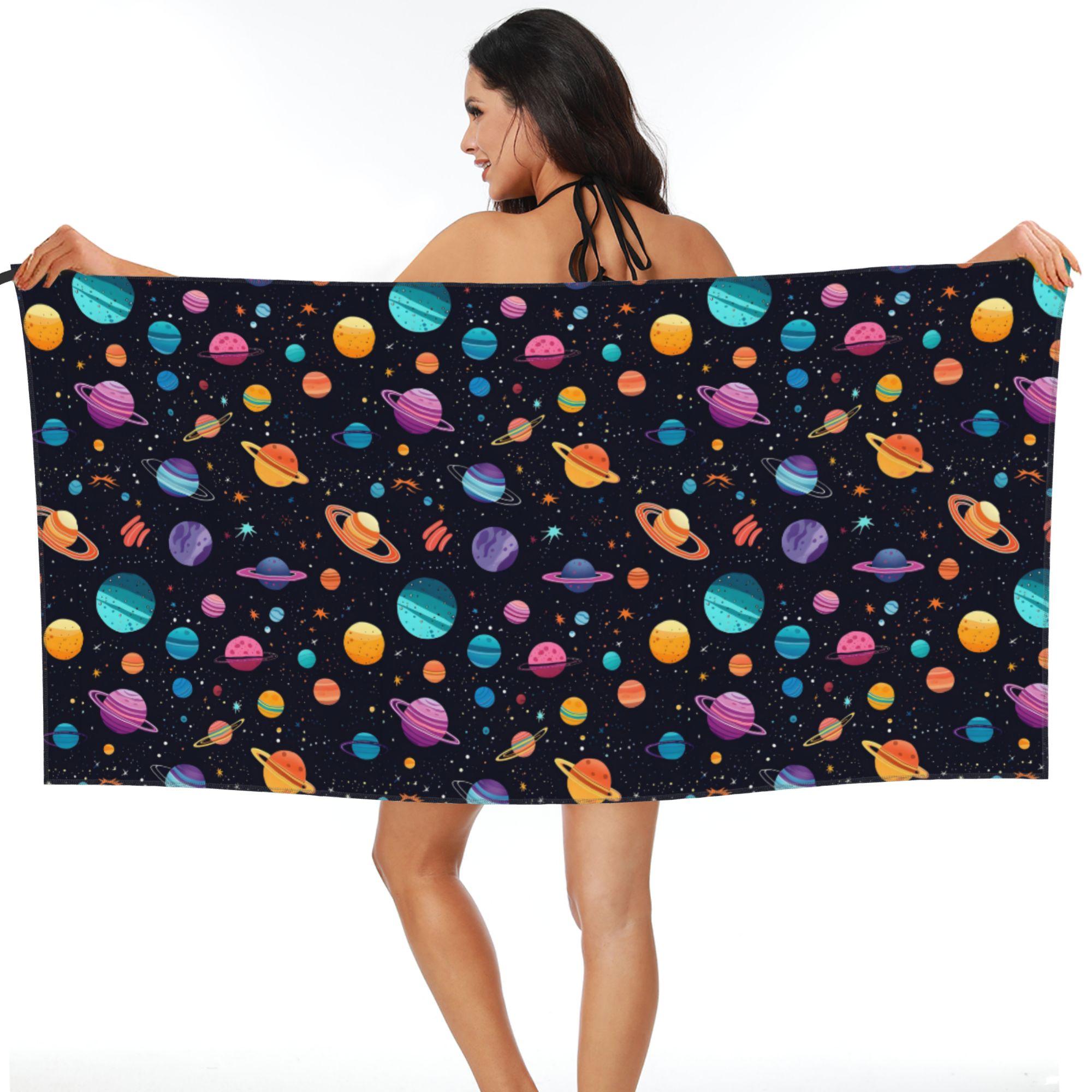 

Solar System Space Planets Universe Beach Towel Soft Microfiber Quick Dry Absorbent Quick Towels For Bath W30*H60(CM)