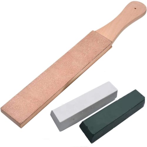 28cm Leather Strop, 150g, Blue Stick (for a Mirror Finish) and White Stick (for a Medium Polished Finish), Leather Knife, Rouge Stick, Long-lasting Sh