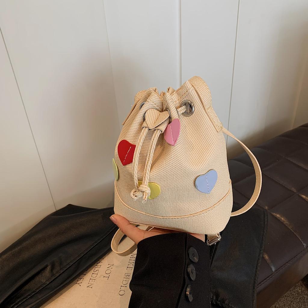 Cute peach heart small bag women's 2025 new trendy fashion mini bucket bag summer versatile shoulder messenger bag