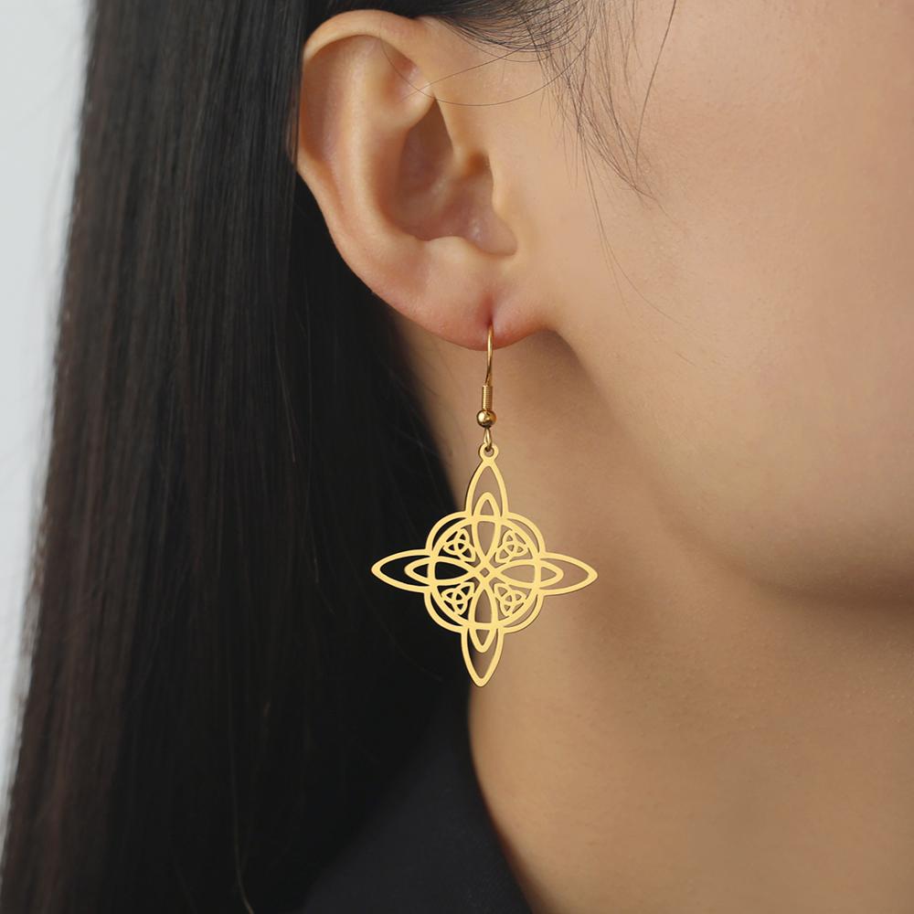 Dawapara Hexenknoten Ohrringe für Damen Irischer Glücksbringer Ohrhänger Edelstahl Schmuck Geburtstag Valentinstag