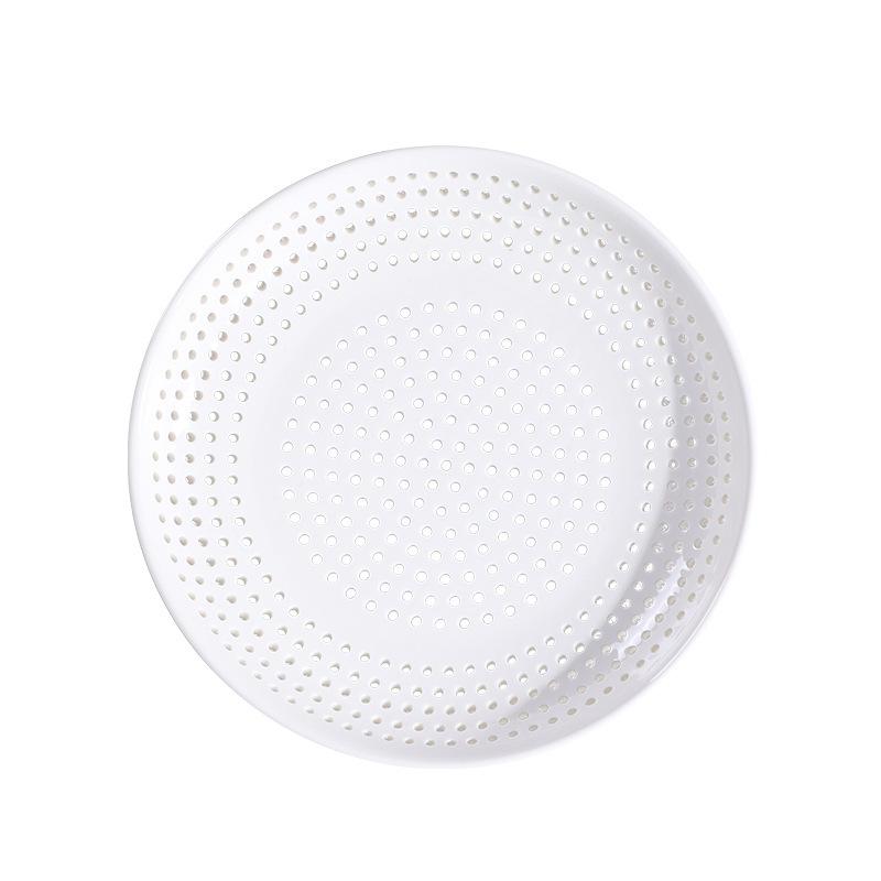 Creative Ceramic Steaming Plate Drain Plate Round Steamer Steamer Fruit Plate Household Porous Steamed Buns Seafood Dumpling Plate