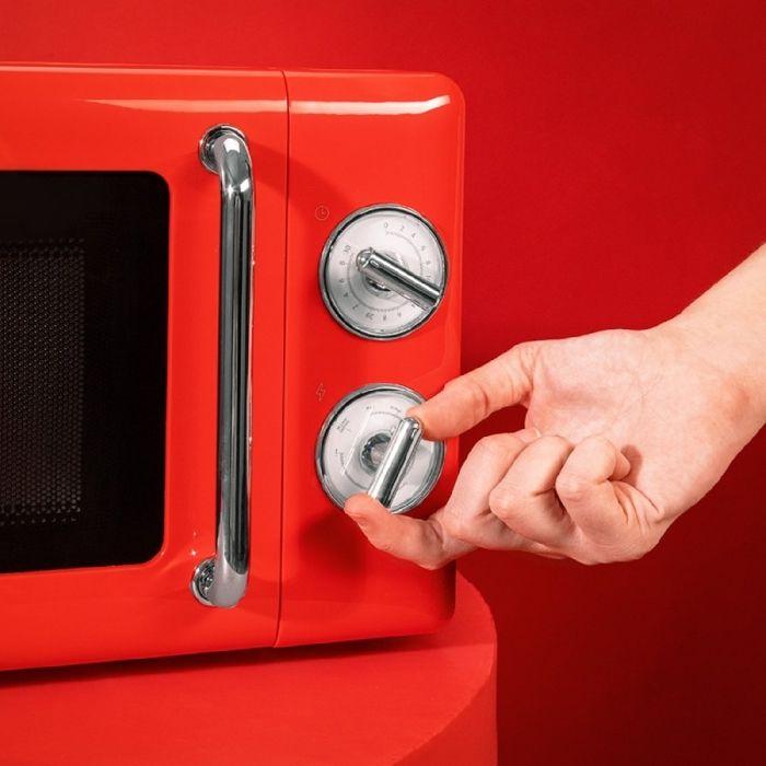 Cecotec 20 L Mechanical Microwave Proclean 3010 Retro Red: 700 W 6 Levels Timer Defrost Mode