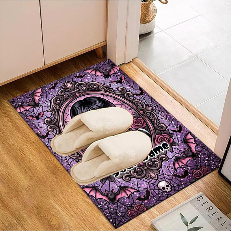 1PC Custom Name Gothic Portrait With Roses Theme Floor Mat Ideal for Living Room, Game Rooms, Office, Bedroom,Floor Mat Playful Design205
