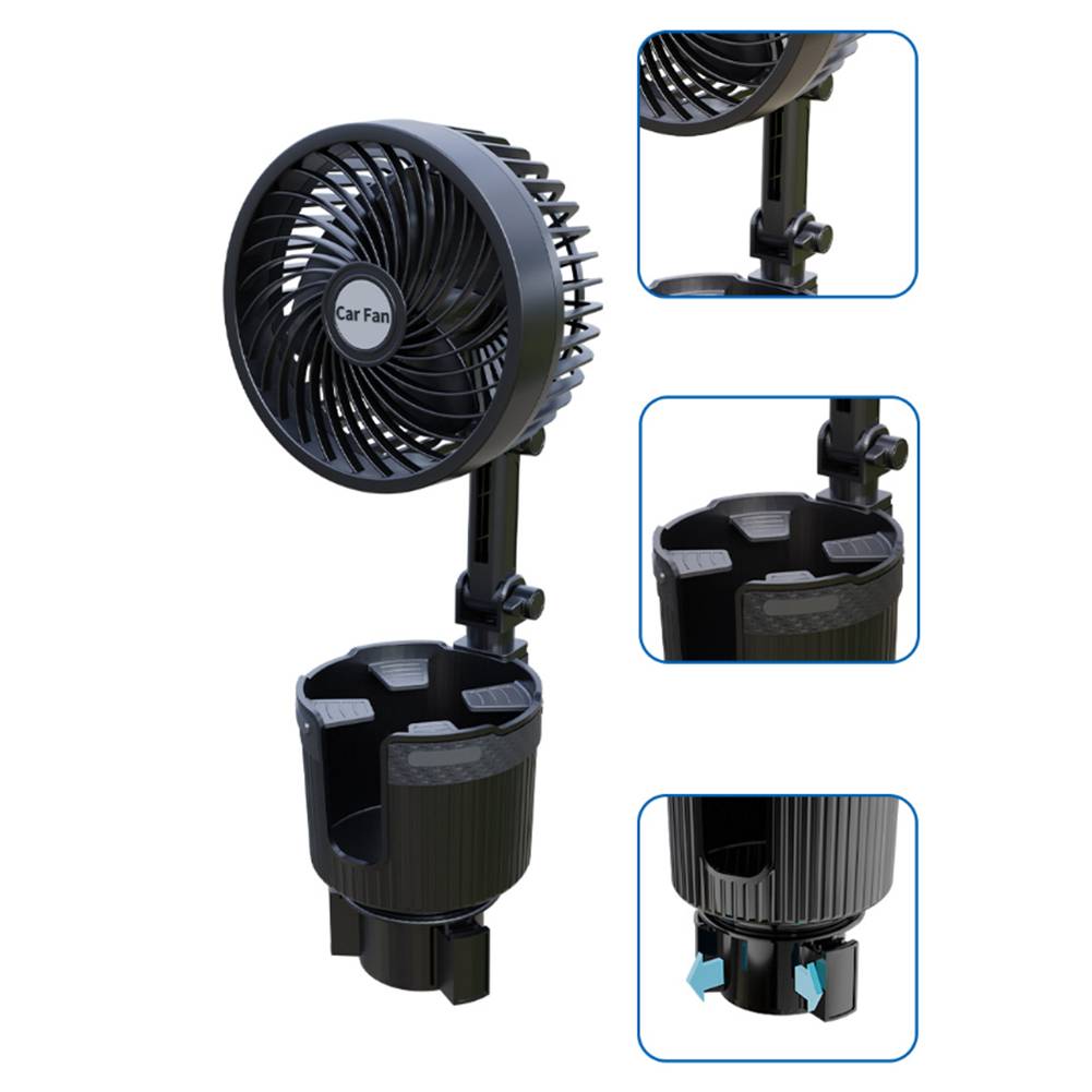 Road Trips Summer Travel Car Cup Holder Fan Dual Speed Car Fan Air Circulator Portable Car Fan Travel-Friendly Fan