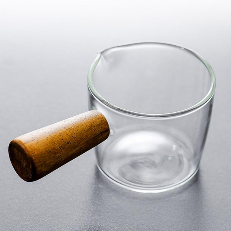 50/100ml Taste Dish Cup Heat Resistant Multi-functional Coffee Milk Cup Glass Sauce Dish Vinegar Plate Gravy With Wooden Handle