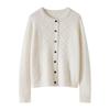 26 Autumn/Winter Women's Cashmere Blend Round Neck Cardigan - Osmanthus Stitch Thick Knit Sweater