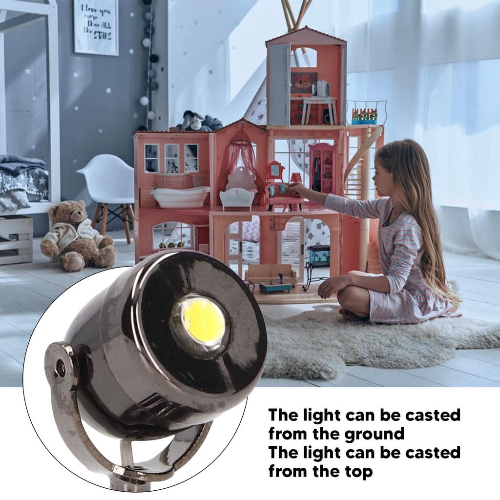 Dollhouse Laser Light - LED Miniature Dollhouse Lamp - Dollhouse Light with Base Switch - 1:12 Dollhouse Decorative Accessory (Glossy Black)