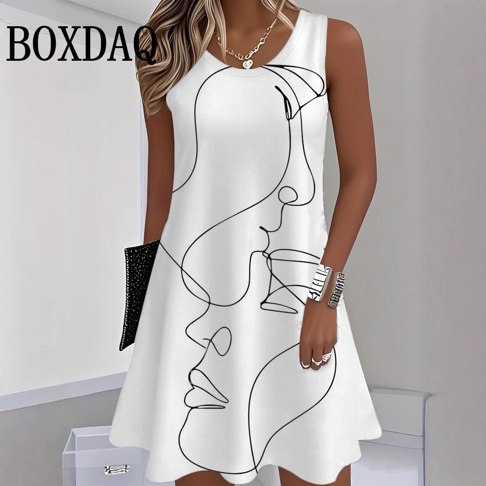 2026 Summer Beach Sleeveless Tank Dress Women Sundress Casual Loose O-Neck Dresses For Women Fashion Street Hip Hop Short Dress