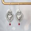 Exaggerate Fashion Heart-shaped Hollowing Red Dripping Blood Oath Dangle Earrings for Women Retro Ethnic Jewelry Accessory Gifts