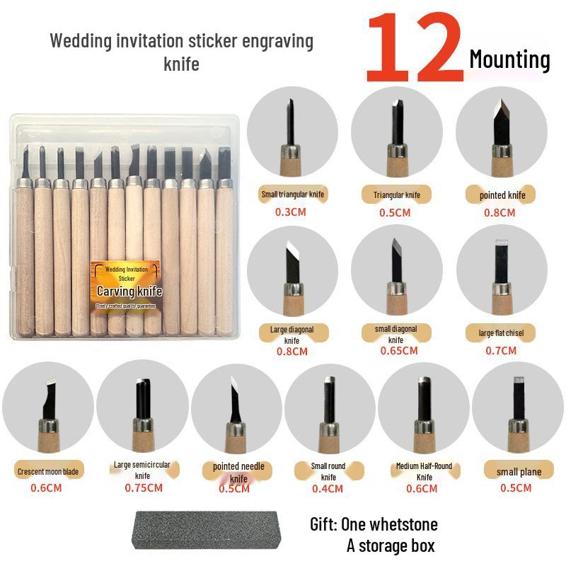 Wood Carving & Stamp Making Knife Set for Weddings