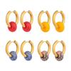 1 Pair Gold Plated Hoop Earrings with Colorful Natural Stone Pendants for Women Daily Casual Wear Fashion Jewelry
