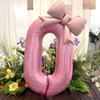 40inch Number 0-9 Pink Number Bowknot Bow Aluminum Foil Balloons for Women Girls Wedding Birthday Party Photo Props Supply