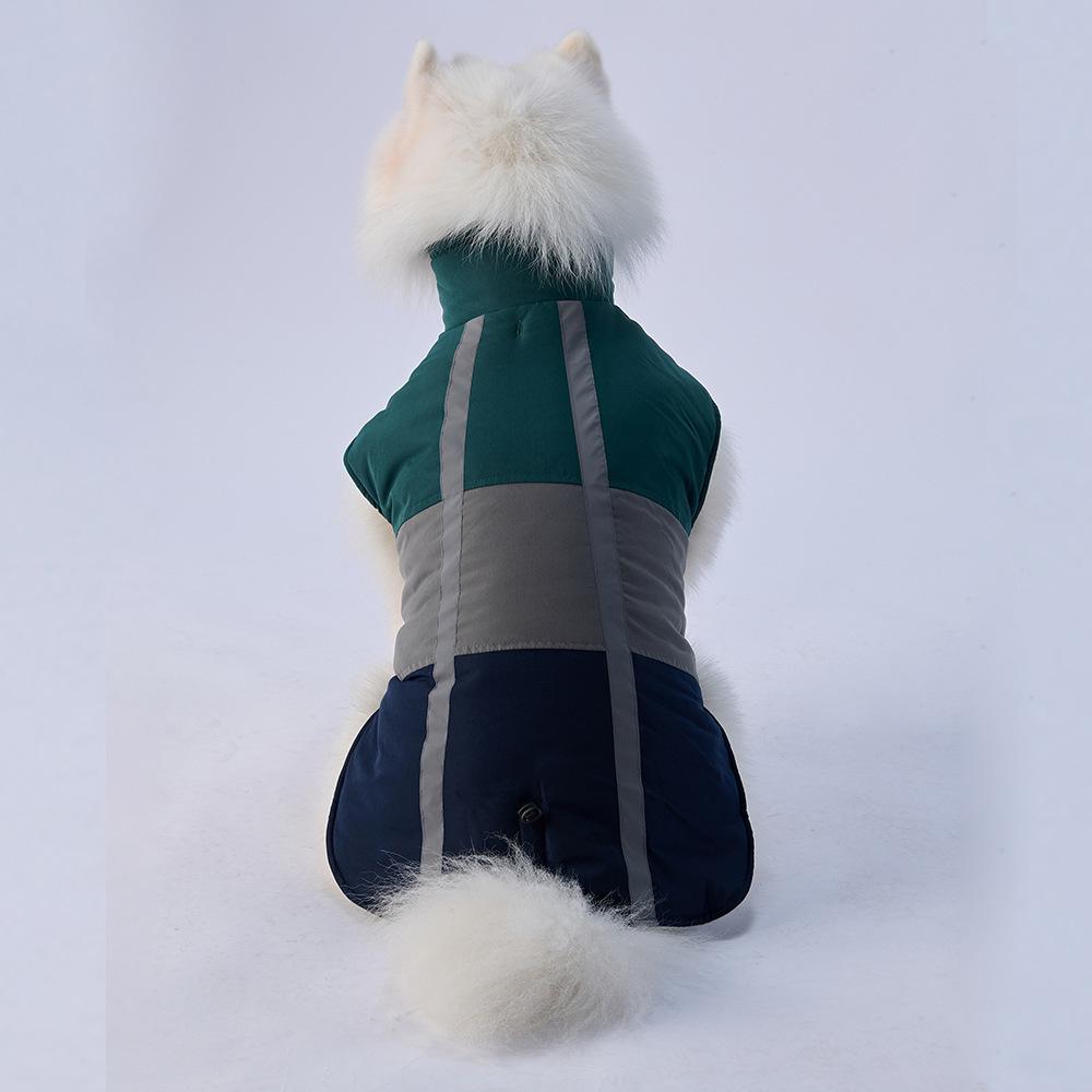 Pet dog outdoor cotton-padded coat thickened warm back reflective two-foot zipper large dog dog clothes