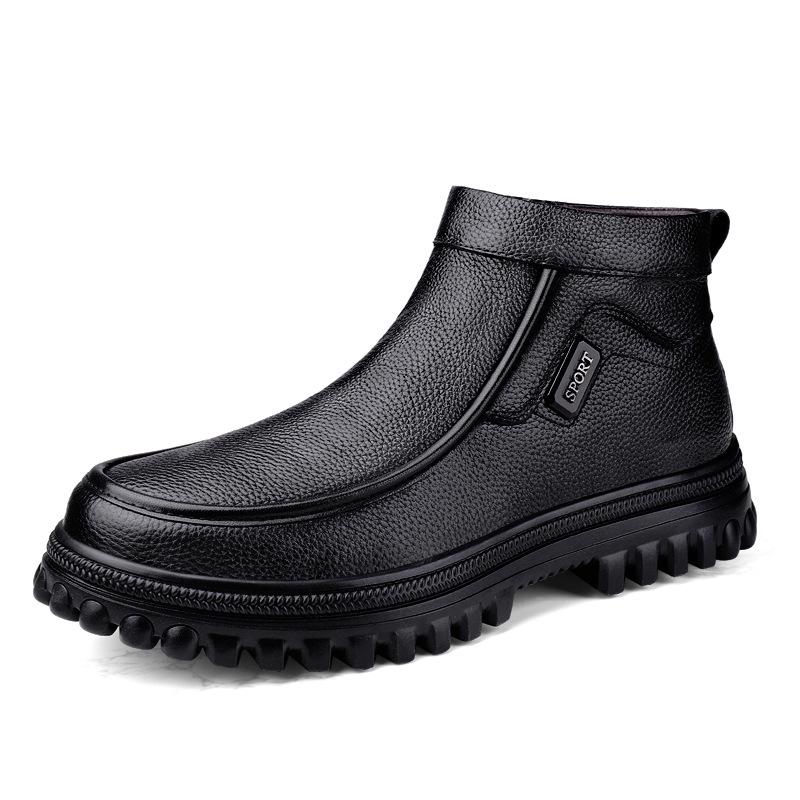 Men s British Retro Leather High-Top Boots - Velvet-Lined, Thick-Soled Casual Work Shoes for Autumn & Winter 47