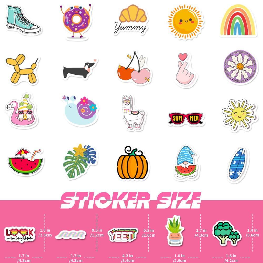 Cute 100Pcs Kawaii Cute Sticker Vsco Live Aesthetics For Kid Vibrant Multi-Colored Sticker Diy Laptops Water Bottles Phones Decorative Stickers