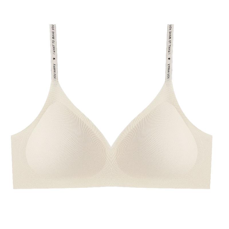 

Бесшовные беспроводные мягкие бюстгальтеры женские сексуальные бюстгальтеры пуш-ап с подкладкой удобное нижнее белье с буквенным принтом бюстгальтер на бретельках нижнее белье в рубчик M бежевый