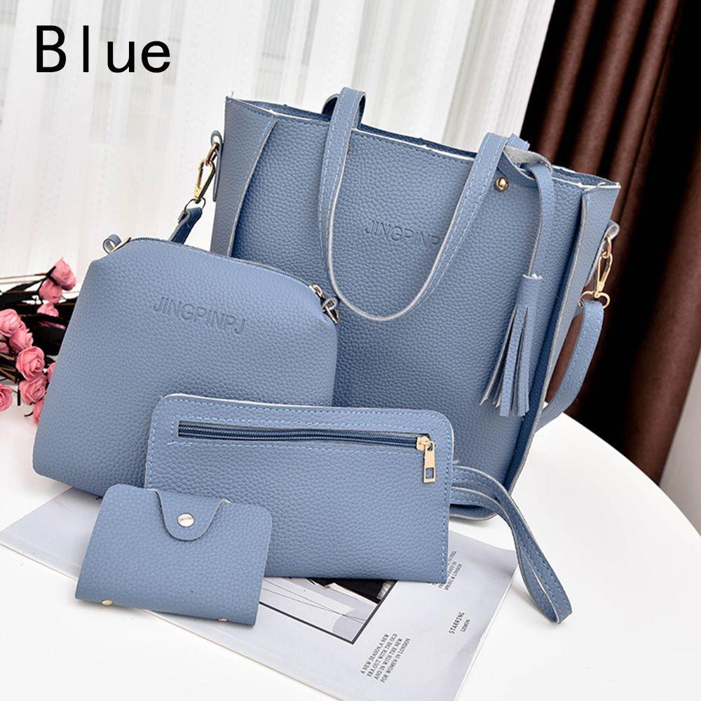 4Pcs Ladies Handbags Female Pu Leather Shoulder Messenger Bags Women Composite Bags Tote Bag Bolsa Feminina Crossbody Bag