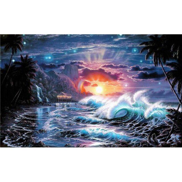 DIY 5D Diamond Painting Waterfall Landscape Full Round Rhinestone Diamond Embroidery Cross Stitch