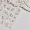 Cute Animals Bear Dog Cake Sweet Cherry Grid Bowknot Star Line Fruit Relief Self Adhesive Nail Art Stickers 5D Manicure Decals