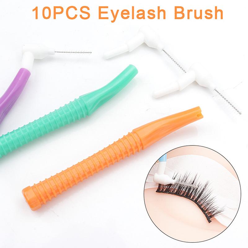 10Pcs L-Shaped Mini Eyelash Brush Eyelash Extension Brushes For Eye Lash Cleaning Mascara Wands Applicator Lip Brush Makeup Tool
