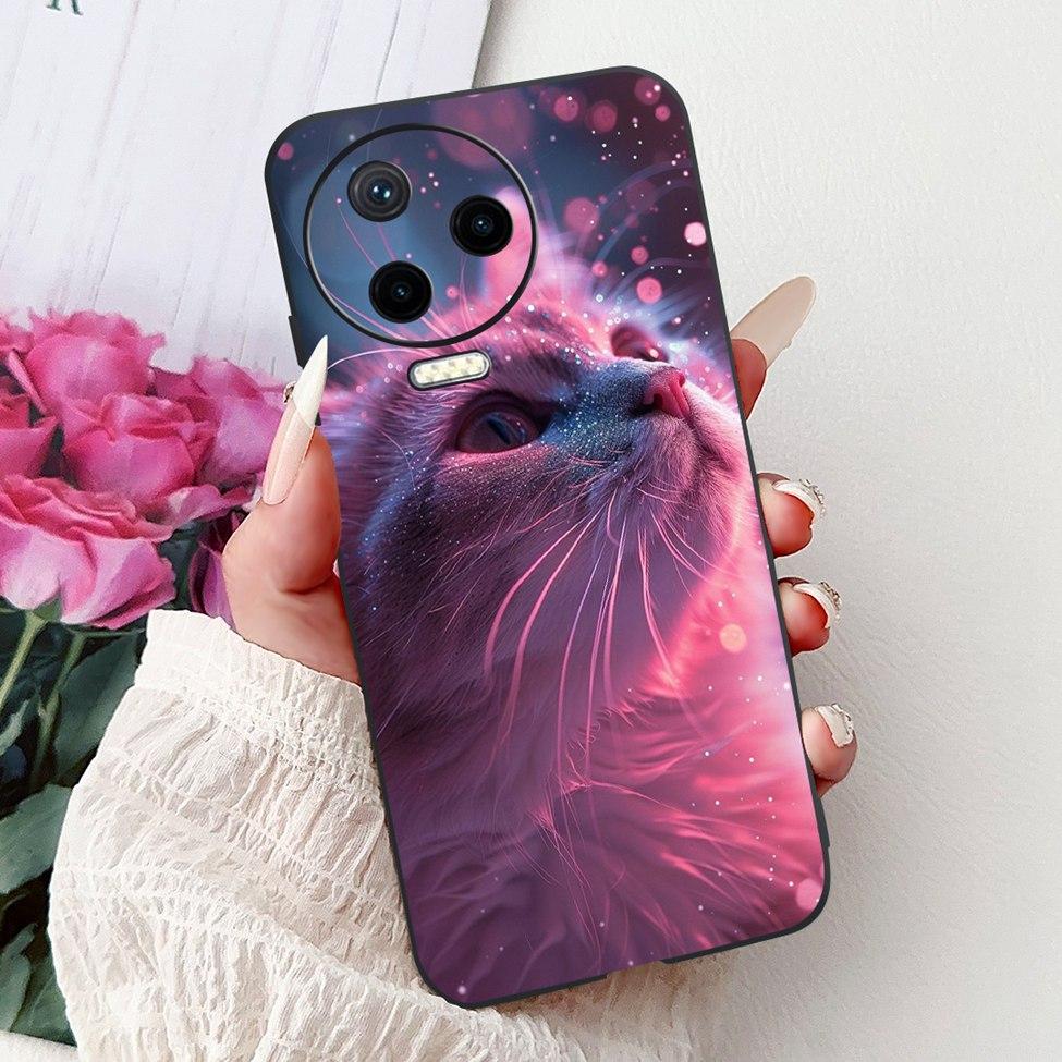 For Infinix Note 12 Pro 4G Case X676B Silicone Cute Cat Fashion Flowers Painted Cover For Inifnix Note 12 Pro Phone Case Bumper