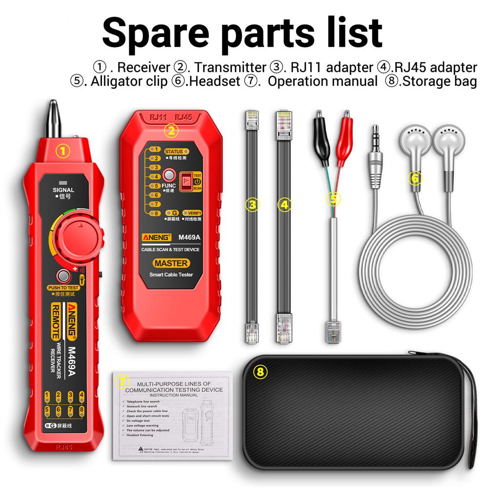 Netzwerkkabel-Tracer Netzwerkabel-Bruchfinder M469A Störungsfreier Tester Mit Taschenlampenfunktion