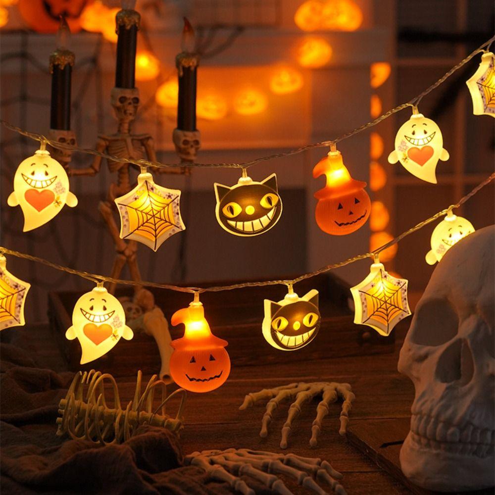 Pumpkin Ghost Lamp String 10/20Lights Halloween Party Props Atmosphere Lamp Light  Haunted House