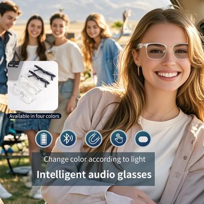 Ai Intelligent Translation Bluetooth Glasses Blue Light Color Change Listening To Music Calls Multi-functional Plate Interchangeable Lens Sunglasses