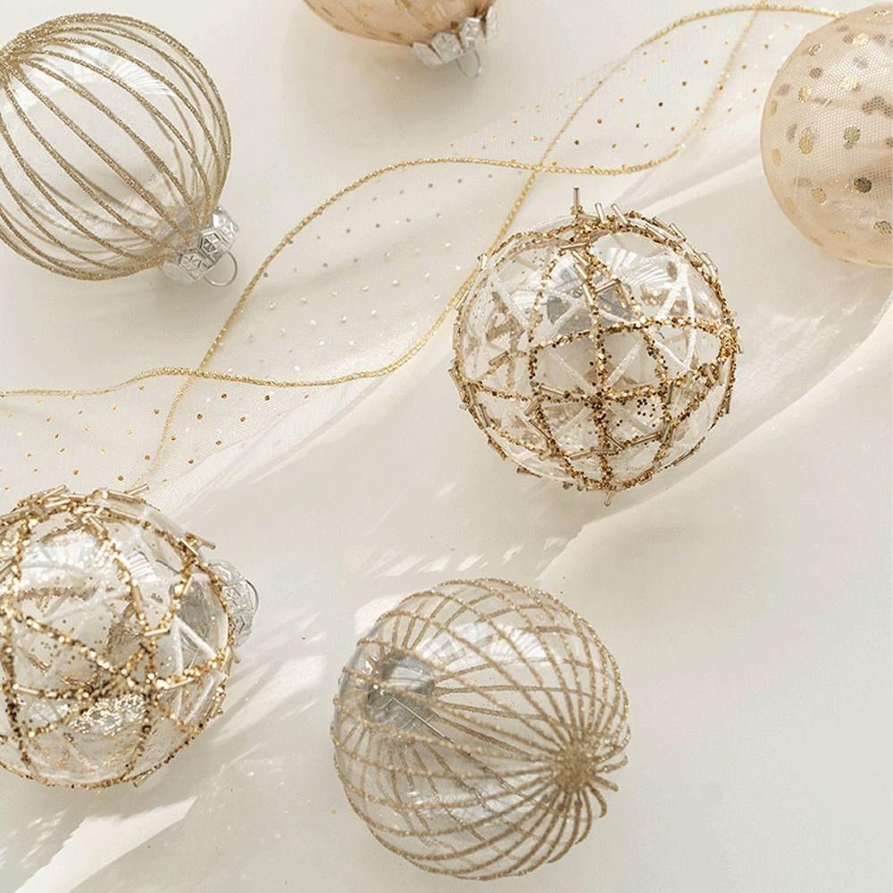6pcs Cartoon Electroplated Hanging Balls 8cm Merry Christmas Tree Decor  Party Favors