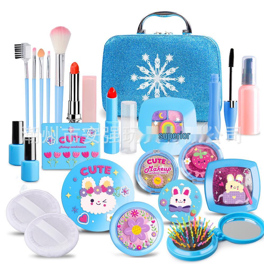 Zestaw do makijażu dla dzieci – Zestaw do odgrywania ról księżniczki – Kolorowe akcesoria kosmetyczne i torebka na toaletkę