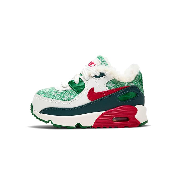New Nike Air Max 90 Low Top Toddler Shoes Green White Red Infant And Toddler DC1623-100