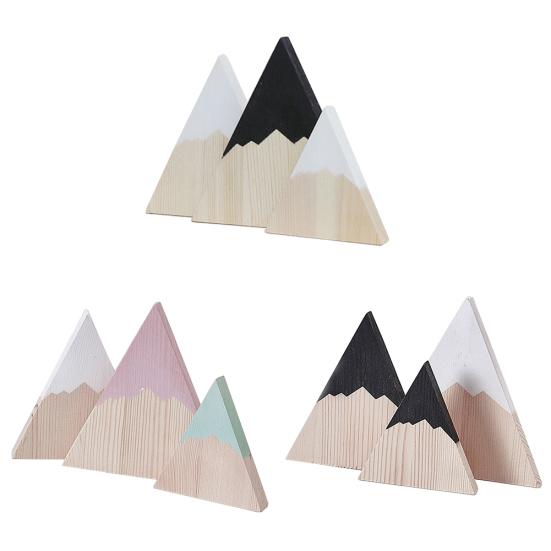 3Pcs/Set Nordic Wooden Triangle Mountain Ornaments Home Bedroom Decoration Gift
