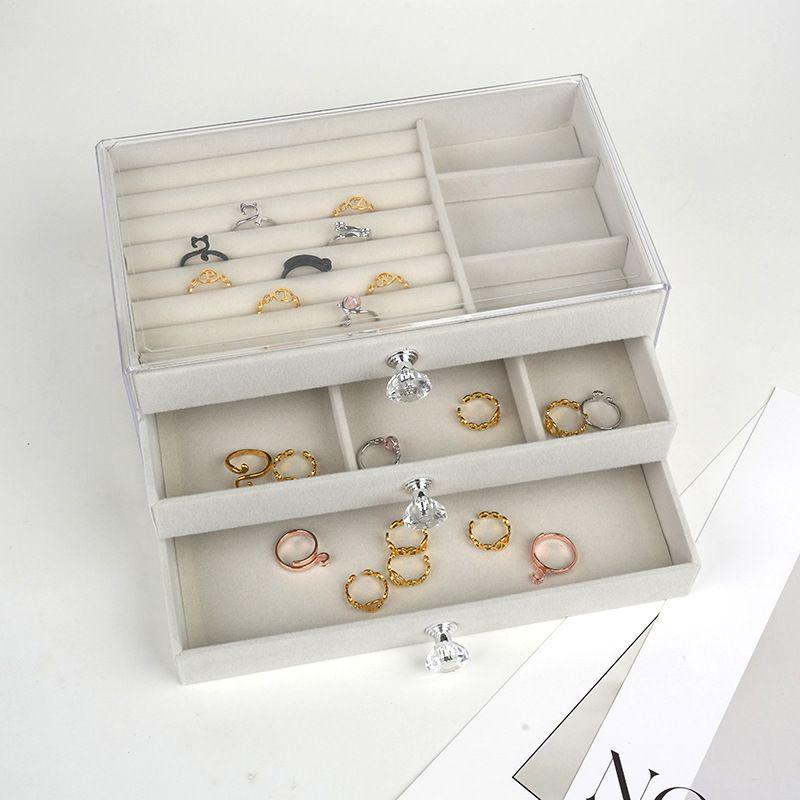 Three-Layer Acrylic Jewelry Storage Box - Drawer Style for Earrings, Rings, Necklaces, and Bracelets