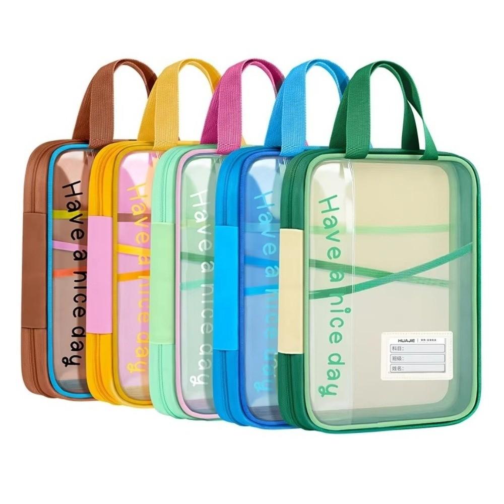 Waterproof File Storage Bag Large Capacity Transparent Study Pouch  Office Supplies