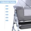 Bedside Crib Baby Crib, 3 In 1 Bassinet with Large Curvature Cradle, Foldable Height Adjustable Bassinet, Movable Beside Mosquito Net (Grey)