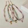 Retro Ethnic Style Colored Natural Stone Beaded Necklace Women'S Light Luxury High Sense Elegant Versatile Neck Chain Collarbone Chain