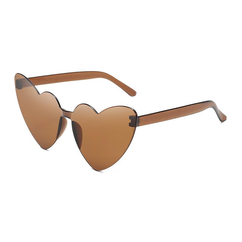 Amazon Thin Peach Heart Sunglasses Jelly Color Rimless Heart-Shaped One-Piece Glasses Candy Color Love Sunglasses