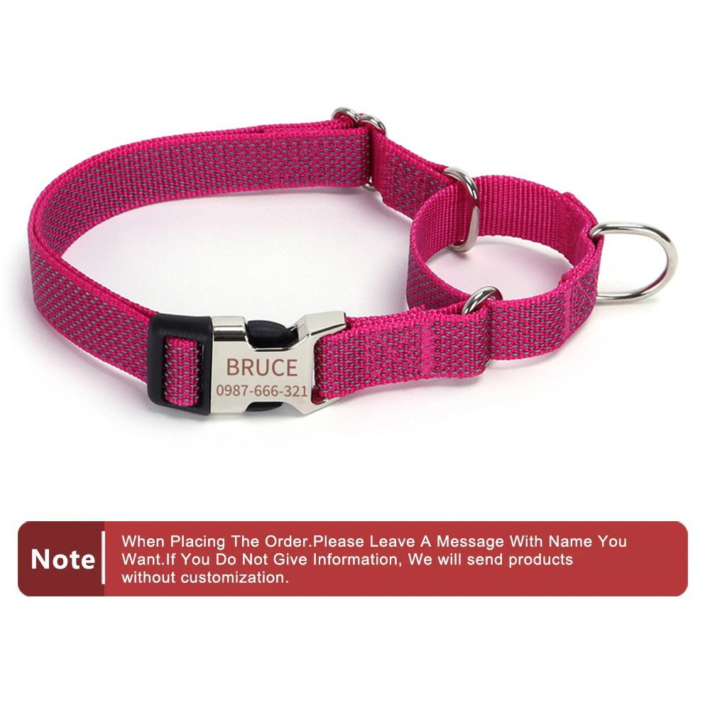 

Персонализированный ошейник-мартингейл для собаки - Светоотражающие ошейники для собак с пряжкой, Индивидуальные тренировочные ошейники для собак с гравировкой имени и телефона XS розы красного