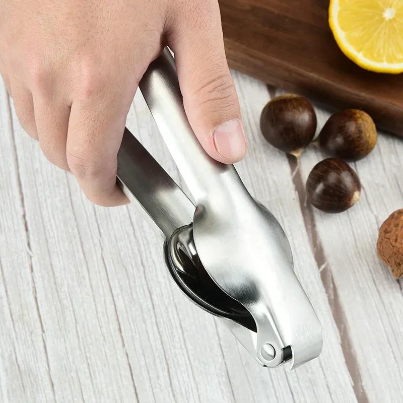 2 i 1 Quickly Chestnut Clip Kjøkkenverktøy Rustfritt stål Valnøtttang Metall Nøtteknekker Sheller Mutteråpner Kjøkken Gadgets