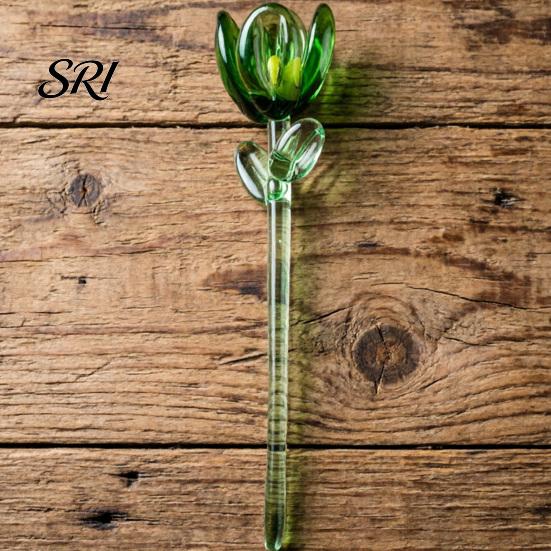 Delicate Glass Keepsake Mini Flower Ornament Handmade Colored Miniature Collectible Art Tiny Decoration for Table Centerpiece Bookshelves Micro