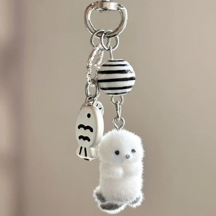 Stylish Bear Keychain Plush Flock Multi Functional Bag Clip Cartoon Bags Pendant for Casual Fashion