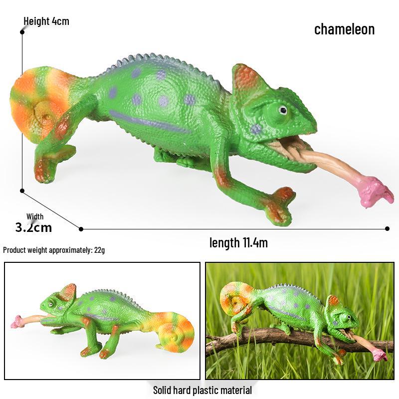 Solid Wildlife Animal Model Set – Chameleon, Lion, Lizard