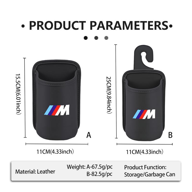 NTSM5 Leather Car Seat Cup Holder Hang Drink Storage Box Accessorie For BMW 1 3 5 7 Series M F01 F20 F10 F13 E52 E53 E60 E93
