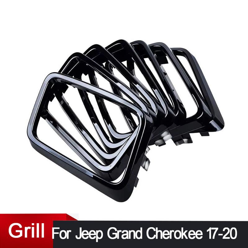 7Pcs Glossy Black Front Grille Erts Cover Trim Kit Grill Ring For Jeep Grand Cherokee 2017 2018