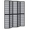 5 Piece Black Solid Wood Folding Screen Paulownia