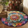 Okrągły dywan Mandala Geometryczny dywan podłogowy Art Deco Okrągła mata Tradycyjna mata antypoślizgowa Czarne dywany obszarowe do salonu