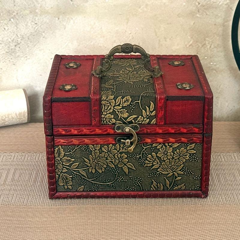 Vintage Wooden Storage Box Portable Decorative Treasure Chests For Jewelry Small Objects And Home Decoration