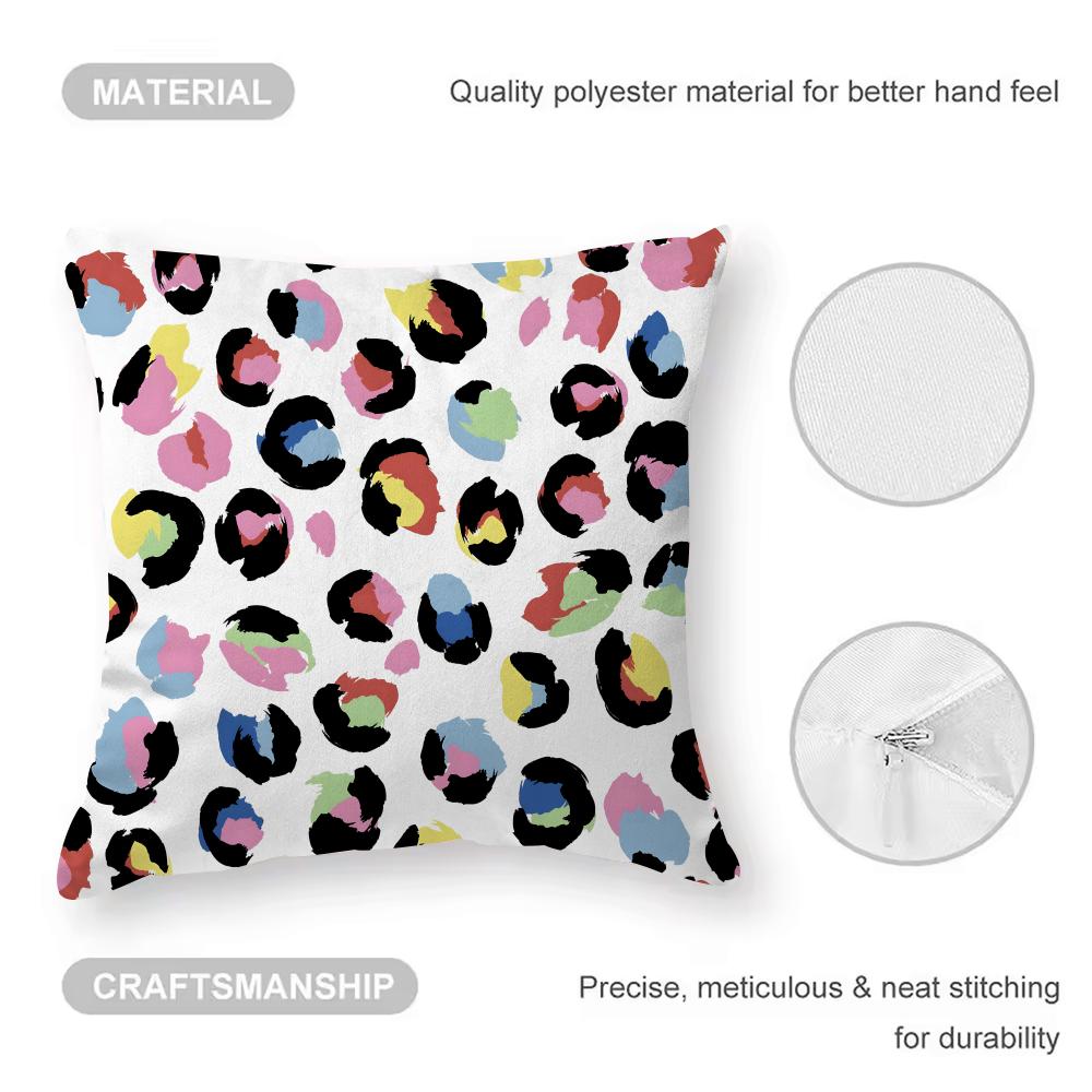 Leopard Print Cushion Cover Comfortable Reversible Pillow Cover Ideal For Car Sofa Bedroom & Beyond