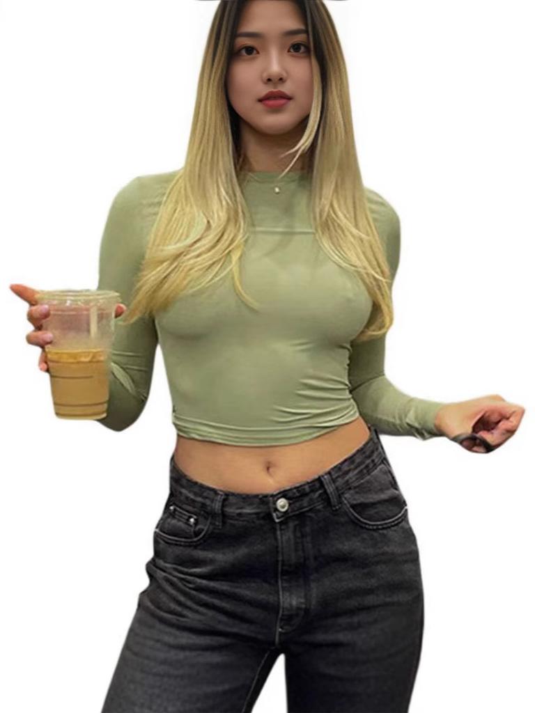Fall New Sexy Women's Short Sleeve T-Shirt Cami Top Slim Fit Long Sleeve