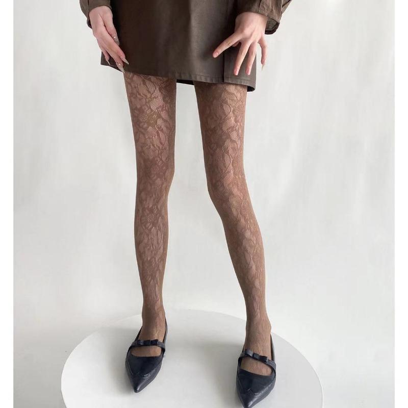 Damen Sexy Blumenstickerei Netz Aushöhlen Seidenstrümpfe JK Fischernetz Strumpfhose Coole Mädchen Farbige Hipster Harajuku Strumpfhose